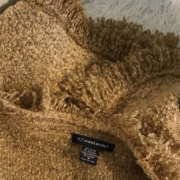 52 Weekends Textured Tan Cardigan Sweater. Size M - Picture 7 of 11